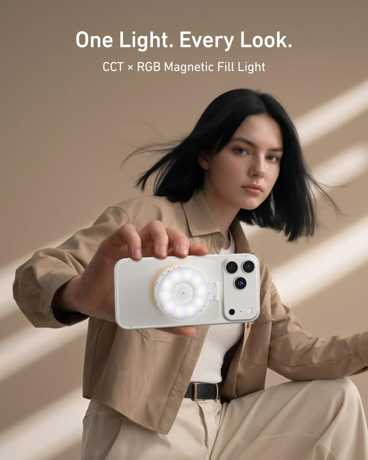 Magnetic Selfie Light for iPhone Magsafe and Android (RGB Selfie Light (Yellow-white))
