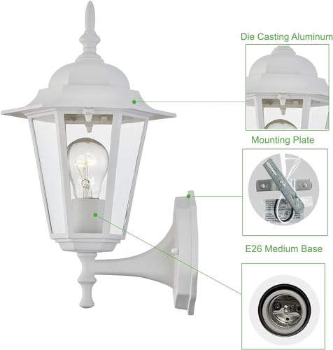 2 Pack Outdoor Wall Light (2 Pack / White)