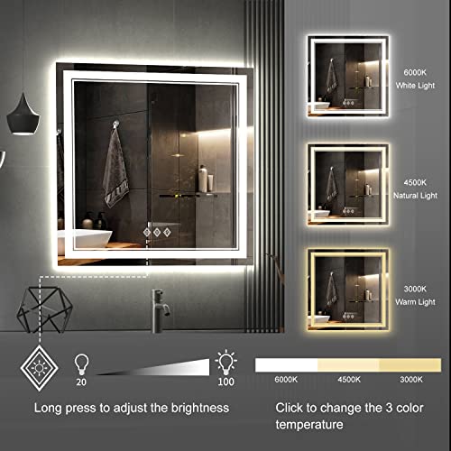 LED Bathroom Mirror (Front and Backlit / 32"L x 32"W)