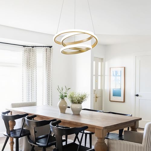 13.78 inches Gold Dimmable Modern Led Chandelier with Remote Control (Gold / 13.78 inches)