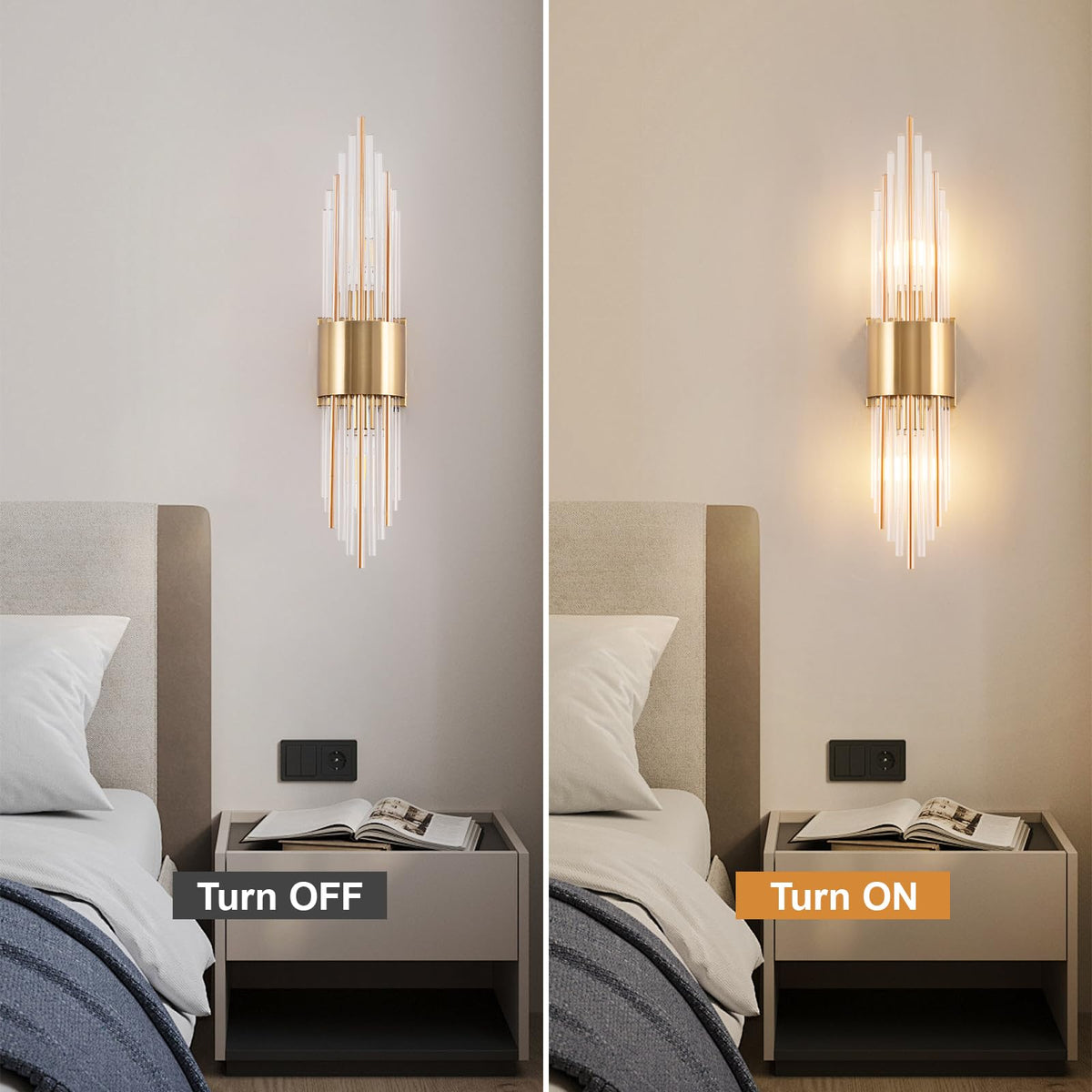 Battery Operated Wall Sconce Set of 2 (Gold 2-pack)