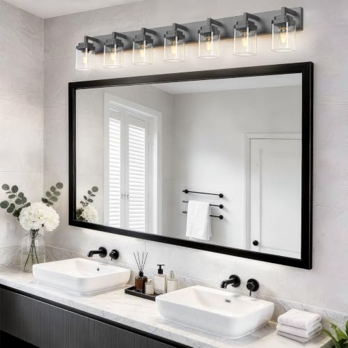 Matte Black Bathroom Light Fixtures (Black / 7-Light)