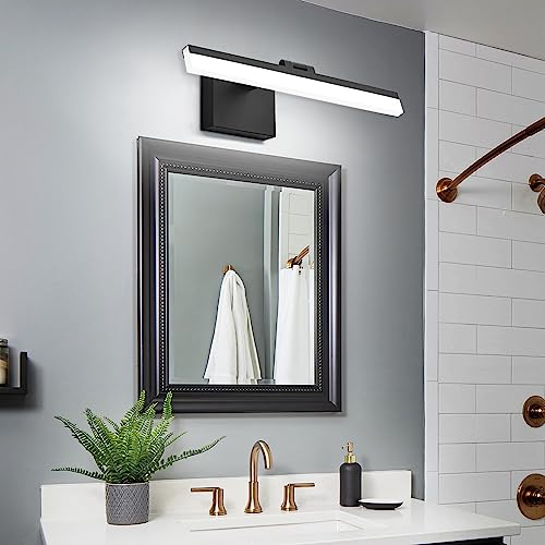 18Inch LED Vanity Light Bathroom Light Fixtures Over Mirror Black Vanity Lights for Bathroom Modern Lighting Fixture ND (Matt Black / 18-inch)