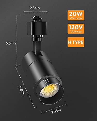 3 Color Zoomable 20W LED Track Lighting Heads H Type (Black)