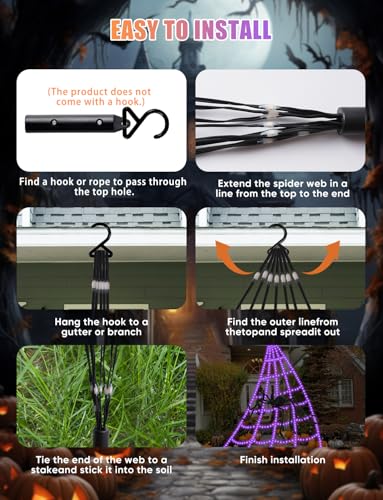 Halloween Decorations Outdoor Spider Web Lights