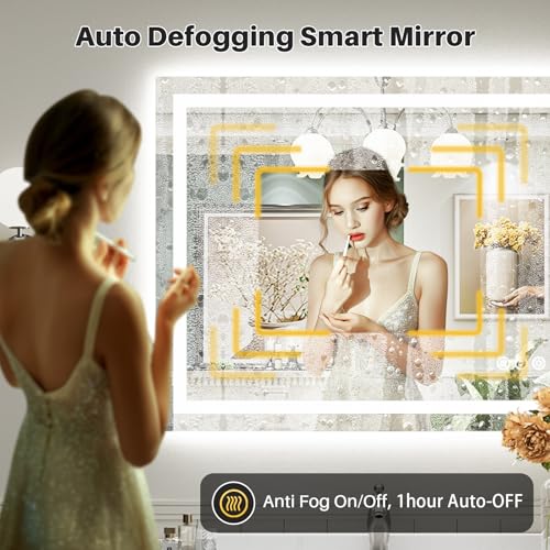 48x30 Inch LED Bathroom Mirror with Lights (Backlit+front Lit / 48"L x 30"W)