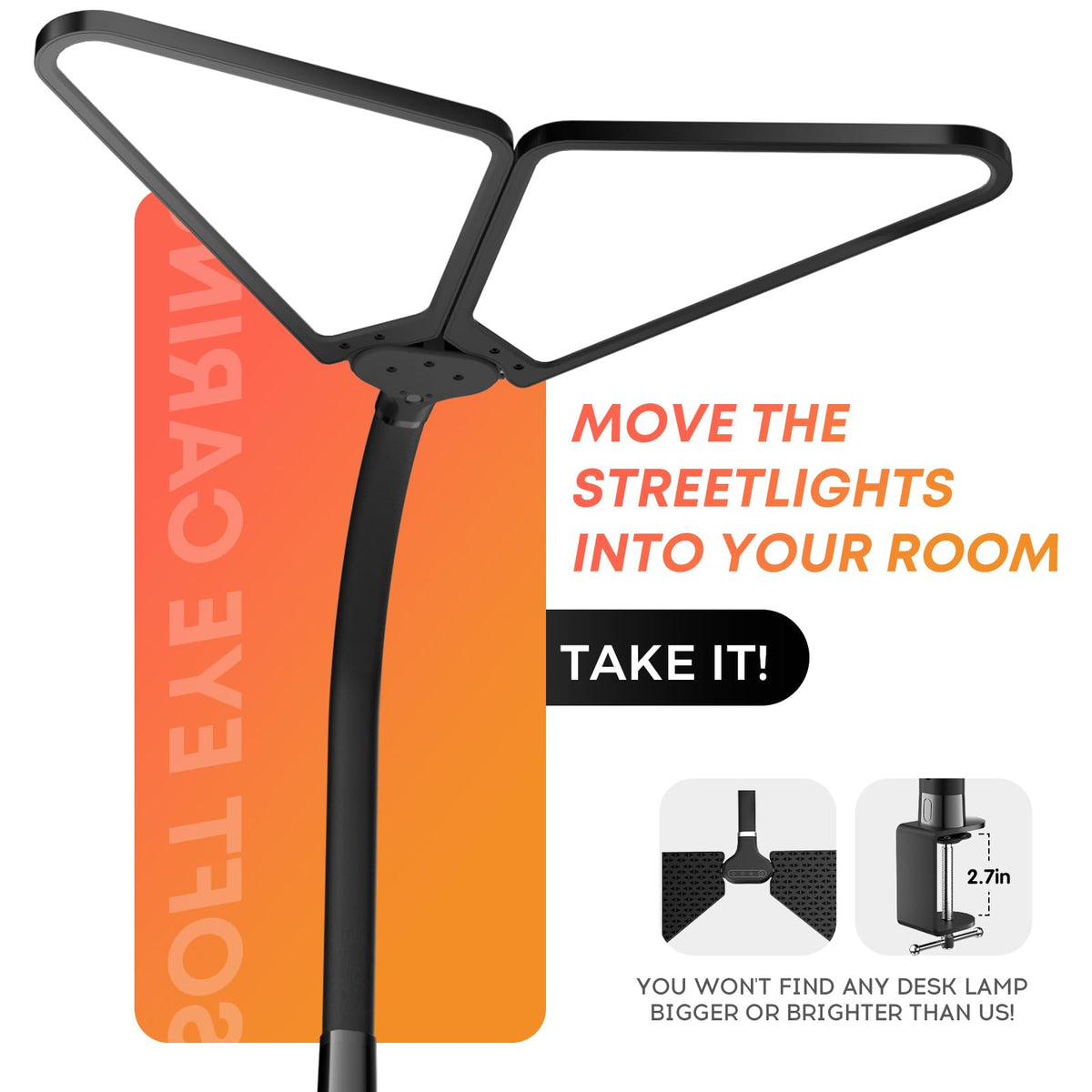 Ultra Large Gooseneck Desk Lamp with Clamp (Triangular Desk Lamp)