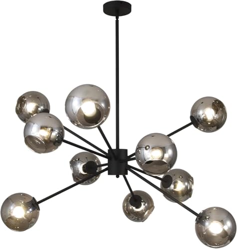 Mid Century Modern Chandelier 6 Lights Magic Bean Molecular Chandelier Globe Chandeliers Light Fixture for Living Room Restaurant Kitchen Island E26 Base…