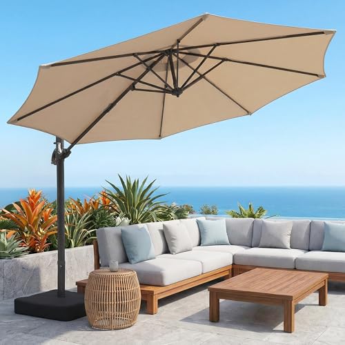 10FT Cantilever Offset Outdoor Umbrella with Base Included