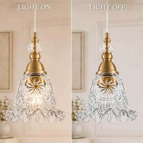 Vintage Pendant Lights Set of 2 Glass Kitchen Pendant Lighting over Island (Gold B)