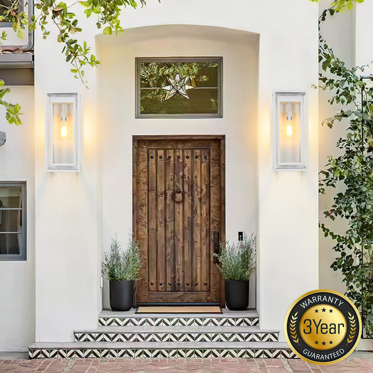 19 Inch White Outdoor Wall Light Fixtures (White / 19" (2-Pack))