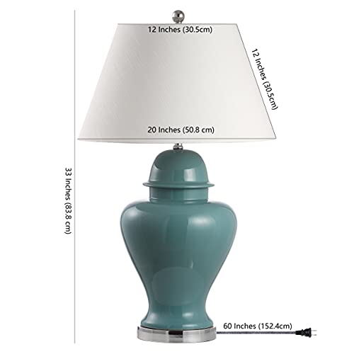 Sagwa 33" Modern Ceramic Ginger Jar Living Room Lamp (Teal)