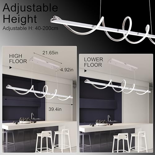 Electroplated Chrome Twisted Shape Color Changing Dimmable LED Pendant Chandelier (Electroplated Chrome / 39.37in)