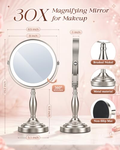 Makeup Mirror with Lights (Brushed Nickel)