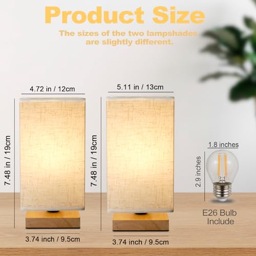 Small Square Bedside Table Lamp for Bedroom set of 2 (Square - Set of 2)