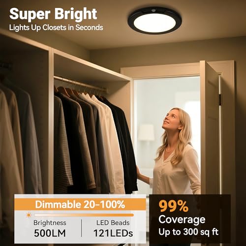 Black Wireless Rechargeable Ceiling Light (Black / 8 Packs)