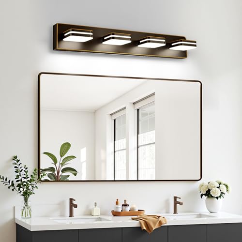 360° Rotate LED Bathroom Vanity Light Fixtures (Oil Rubbed Bronze, Natural White / 4-Light, 27-Inch)
