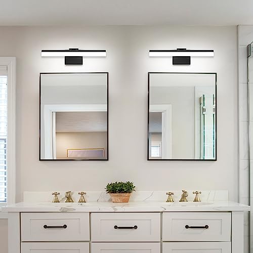 18 Inch Vanity Lights for Bath Dimmable Bathroom Lights Over Mirror Black Bathroom Light Fixtures Wall Light Fixtures Indoor Modern Light Fixture (Matt Black&Dimmable / 18-inch)