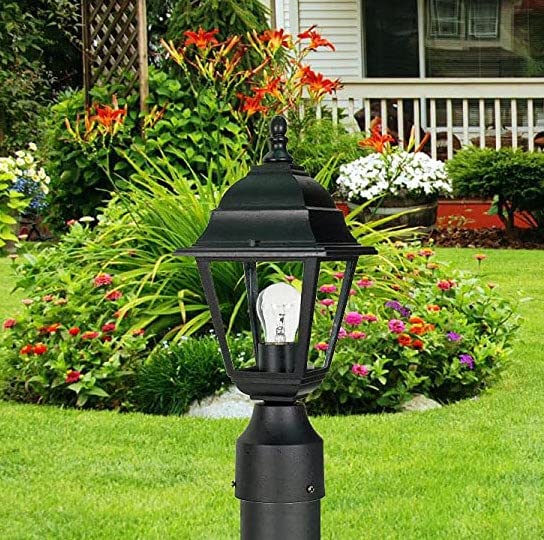 60/548, Outdoor Outdoor Post Lantern Light Fixture, Clear Glass, Black (Black)