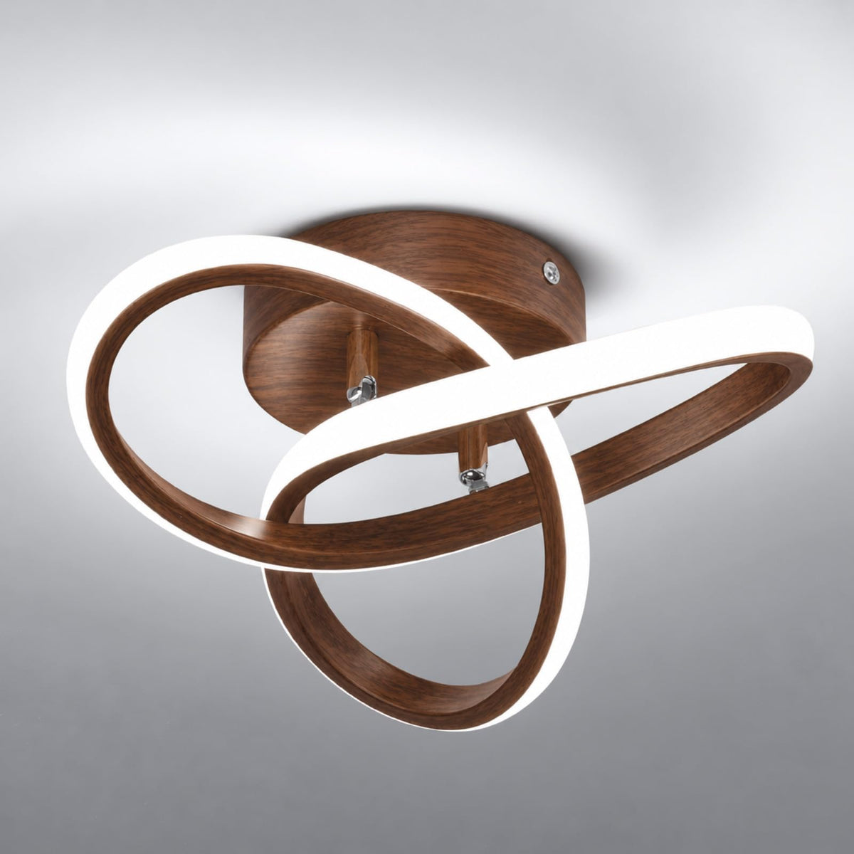 Hallway Light Acrylic Modern LED Ceiling Light Fixtures Close to Ceiling Lights for Bedroom (Walnut color, Cold White)