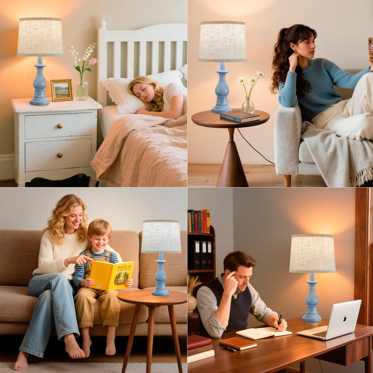 Table Lamps Set of 2 (Blue)
