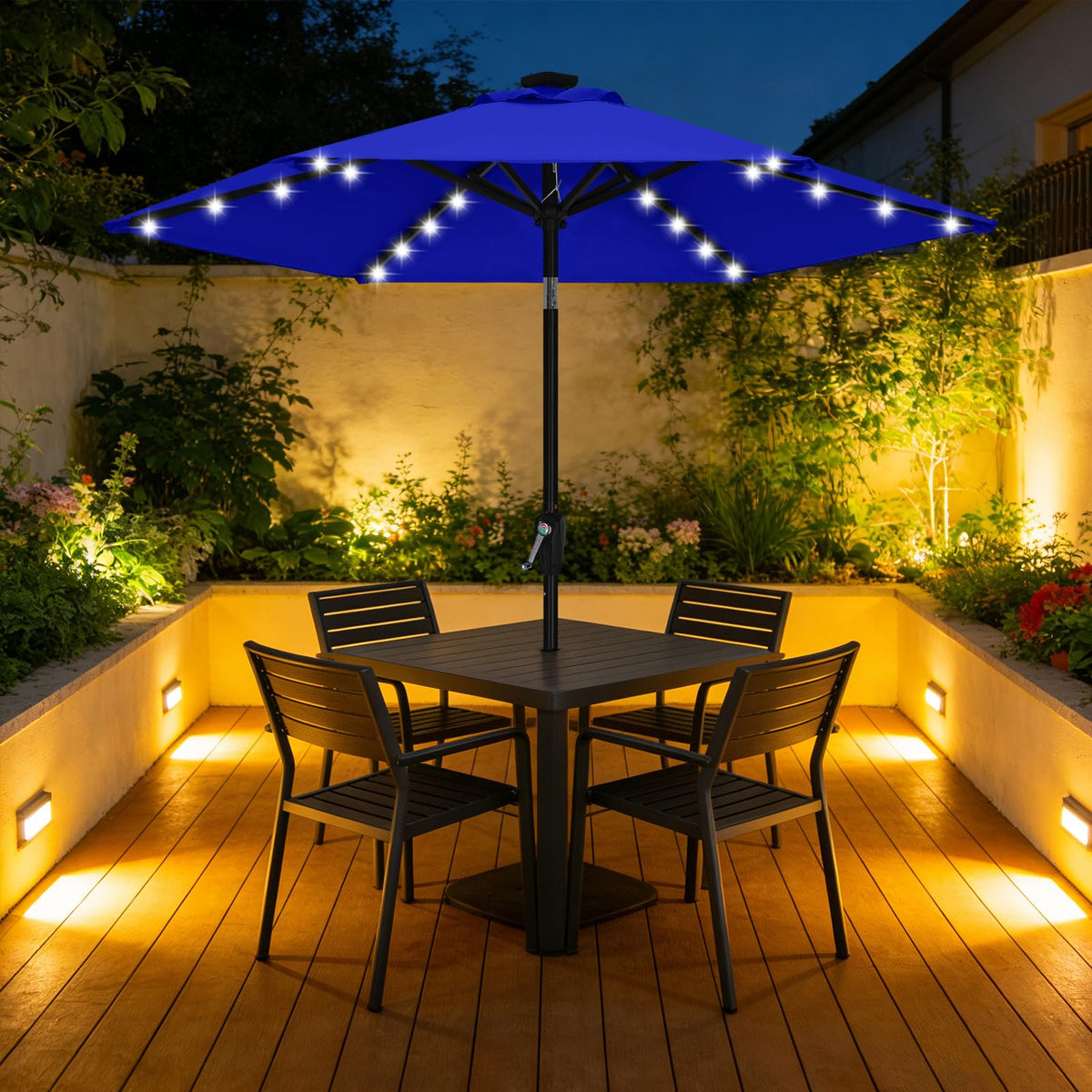 Solar Led Patio Umbrella with 24 Lights 7.5FT (LED Umbrella / 7.5ft / royal blue)