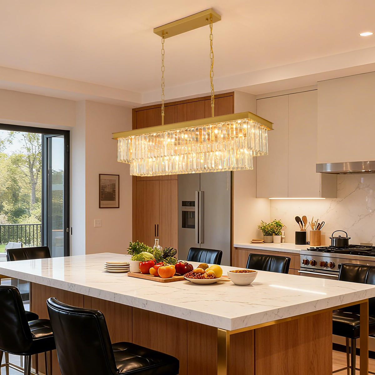 Gold Crystal Chandeliers for Dining Room (Gold / L40'' - 15 Lights)