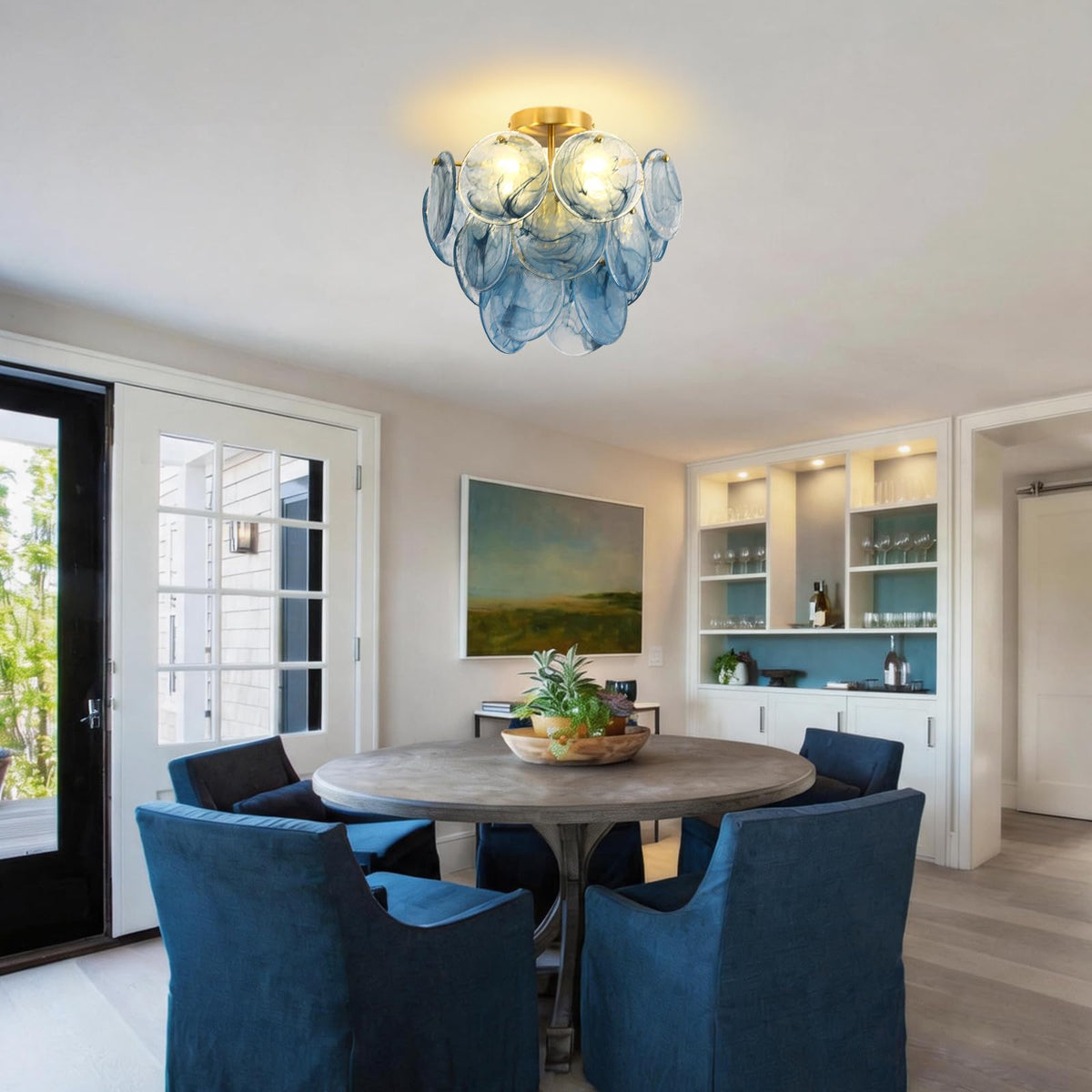 Modern Ceiling Light Fixture (Gold-Blue)