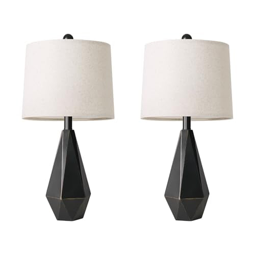 Table Lamps Set of 2 for Bedroom (Medium - Light Black)