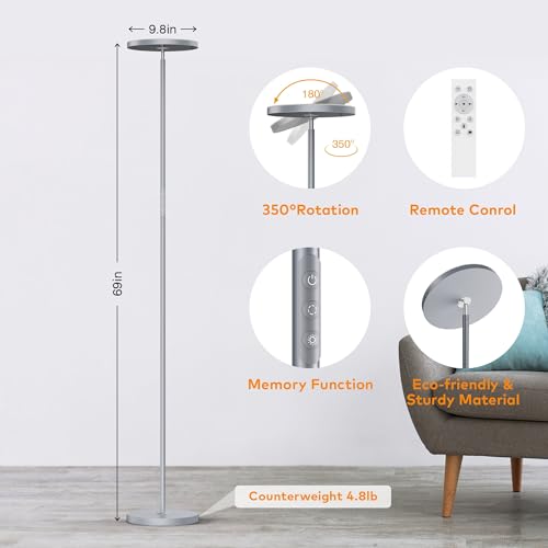 Torchiere Floor Lamp (Gray)