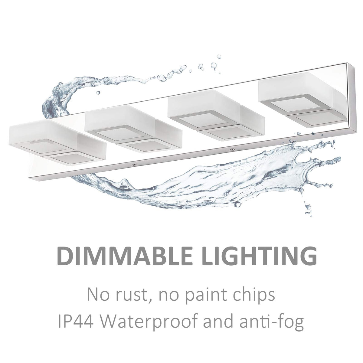 Dimmable Bathroom Lights Modern 4 Lights Vanity Lights Fixtures Acrylic Rotable 360° LED Modern Vanity Lighting for Bathroom (Chrome-Dimmable / 26 inch)