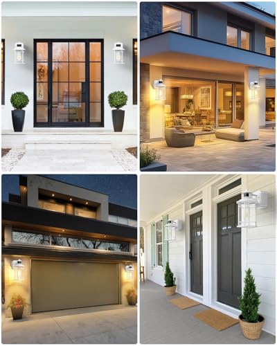 2 Pack White Porch Lights with Outlet (2 Pack / White)
