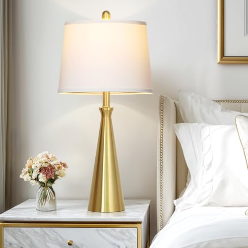 28" Modern Gold Touch Table Lamp Set of 2 for Living Room (C Gold)