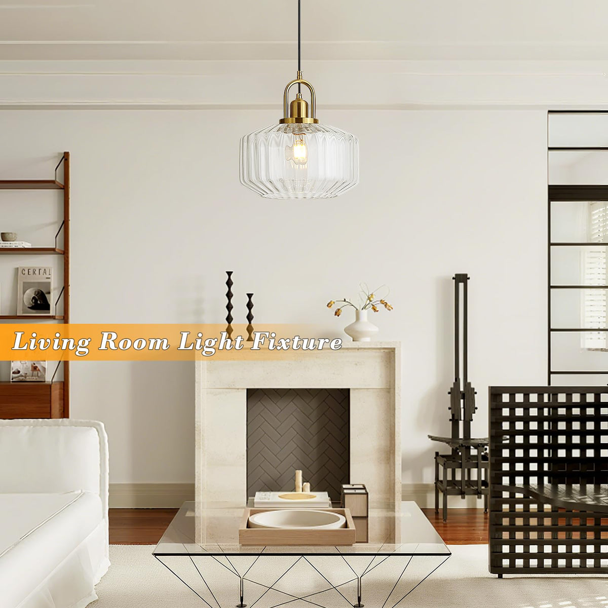 11.8in Mid Century Modern Pendant Light (Clear & Gold Hardwire / 11.8in)