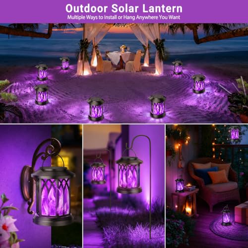 4 Pack Solar Lantern Outdoor Lights (Purple Light / 4 Pack)