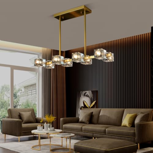 Linear Crystal Dining Room Chandelier (8 lights Gold)