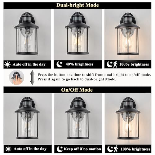 100W Max Black 3 Modes Motion Sensor Security Outdoor Wall Light (Black / 1 Pack H11.5" Motion)