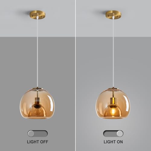 Amber Glass Pendant Light Kitchen Island (Amber(9.84 in) / 1-Pack)