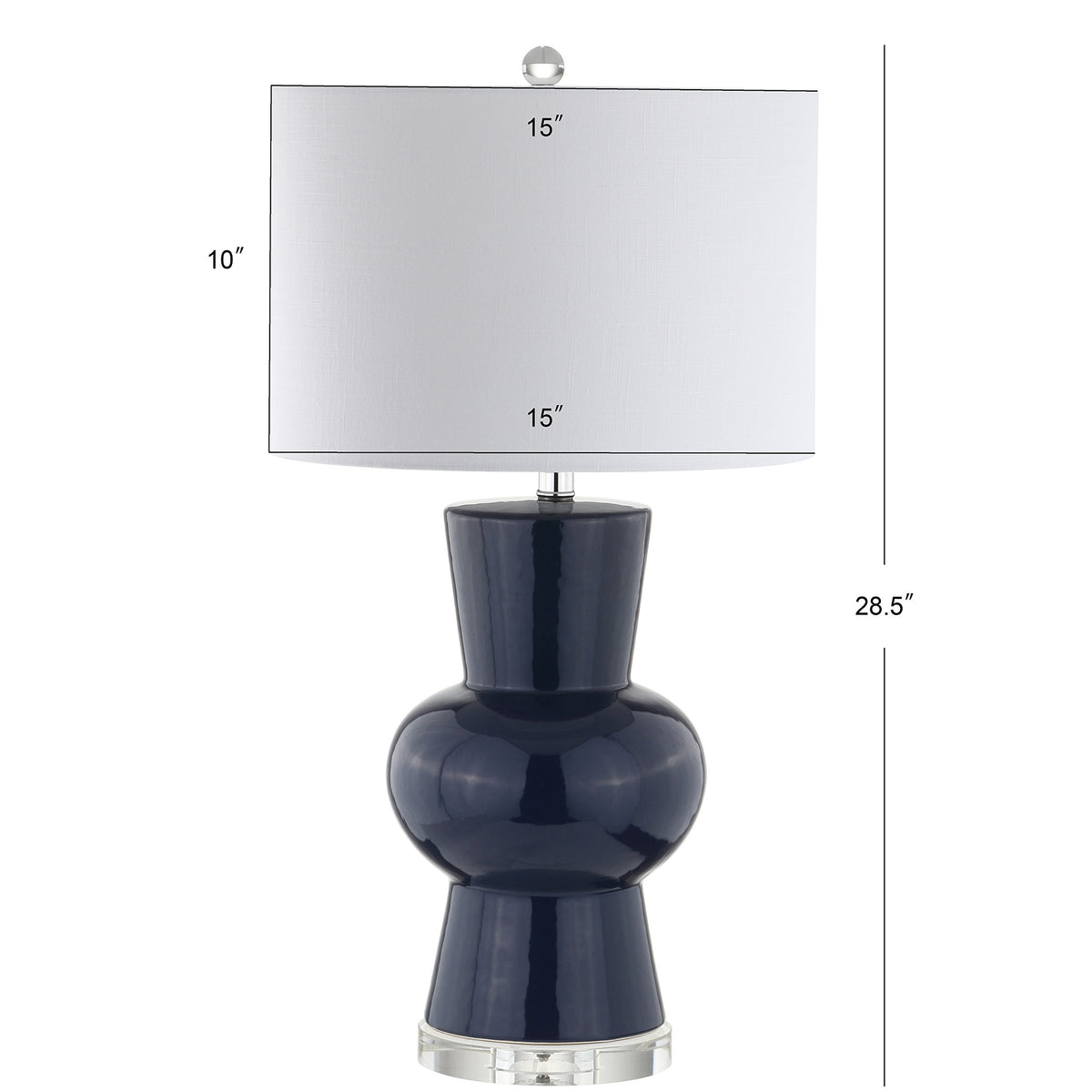 Julia Hourglass 28.5" Ceramic Bedside Table Lamp (Navy)