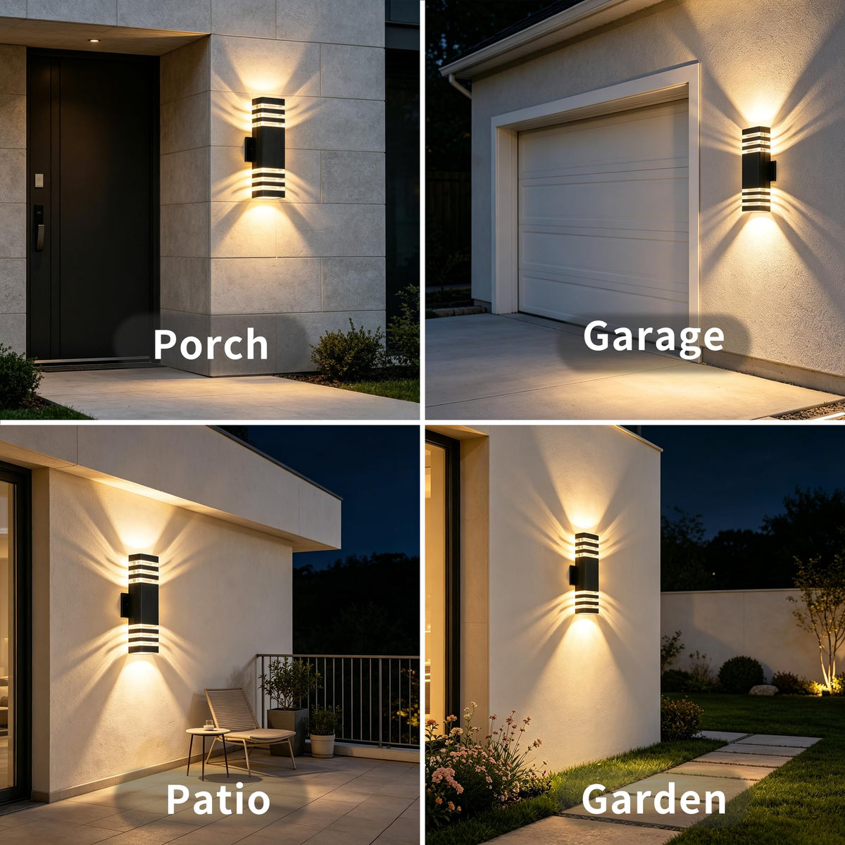 Outdoor Wall Lights (3 Layer / 2 Packs-Black)