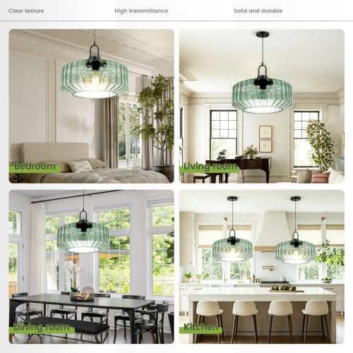 Vintage Light Green Pendant Light Industrial Adjustable Hanging Lamp (13-L-Green)