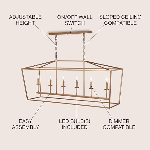 Pagoda 6 Light Pendant 49" Cage (Antique Gold)