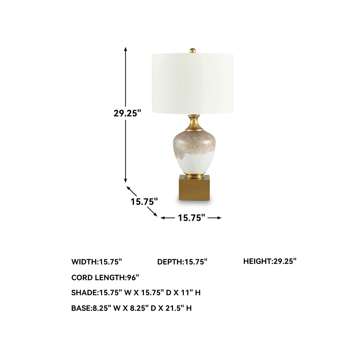 Tavisburg Glass Table Lamp (Brown/White/Gold / Table Lamp)