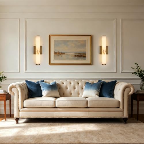 Alabaster Wall Sconces Modern LED Bathroom Wall Light 15.7" (Gold-Warm light / 15.7in-1pack)