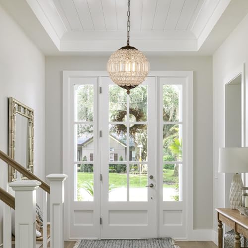 Antique Crystal Globe Chandelier (Antique Bronze / 11.8"W X 15.9"H)