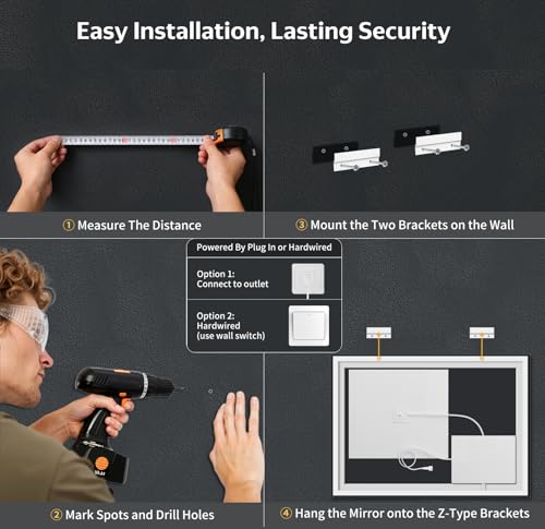 30"x48" LED Bathroom Mirror with Lights (Frontlit & Backlit / 48"L x 30"W)