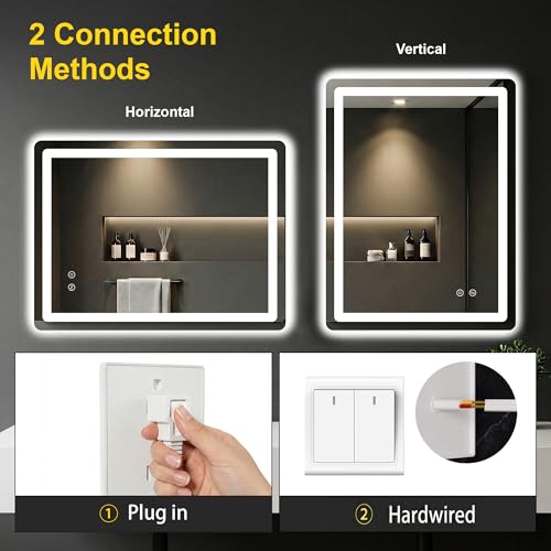 LED Bathroom Mirror with Lights (3 Light Modes / 32"L x 24"W)