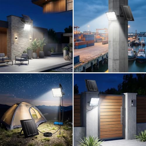2 Pack 100W Solar Flood Light Outdoor 21000LM 6500K LED Street Light with Remote (2-Pack(100))