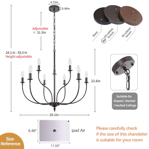 9 Light Farmhouse Chandelier (Oil-Rubbed Bronze / 9 Light)