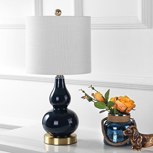 Anya Gourd Glass Table Lamp 20.5" (Single / Navy)